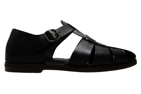 【旅靴屋オリジナル M1425 ブラック】こだわりのメンズ本革グルカサンダル